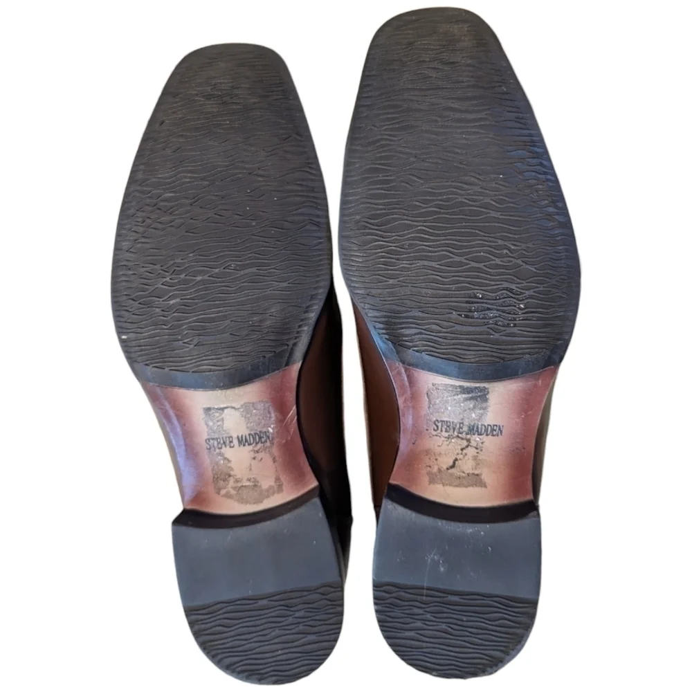 STEVE Madden P-Sutton Square Toe Brown Leather Dress Loafers (13)